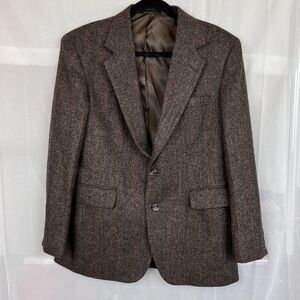 Haggar Imperial 100% wool Tweed Size 40s Blazer Menswear Two Button herringbone